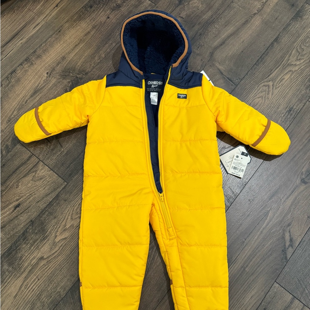 OshKosh B'gosh Yellow and Navy Snowsuit 12M BRAND NEW